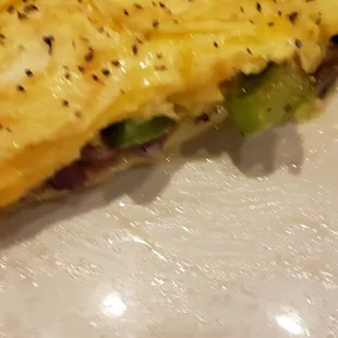 Inside of Norm&apos;s omelette