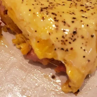 Inside of Mike&apos;s omelette