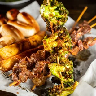 broccoli skewers on a stick
