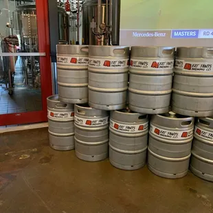 Barrels in front of the brewing area