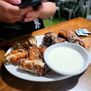 Garlic parmasean and lemon pepper wings (highly recommend)