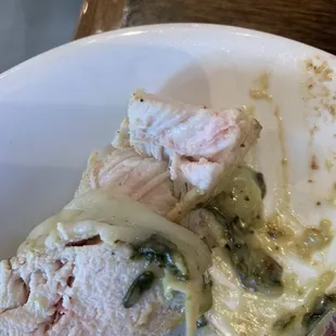 Raw chicken florentine.