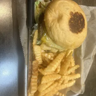 Pats Burger and fries.