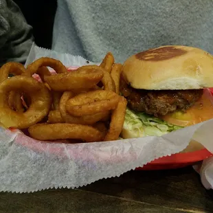 Festival Burger with Jack Miller BBQ sauce.