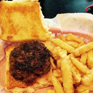 Little boy burger for me &amp; fries