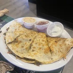 a plate of quesadillas