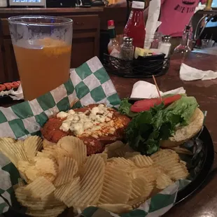 Fried chicken buffalo burger
