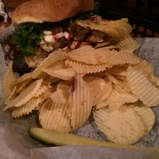 Cowboy burger (or something like that, anyway). Excellent!