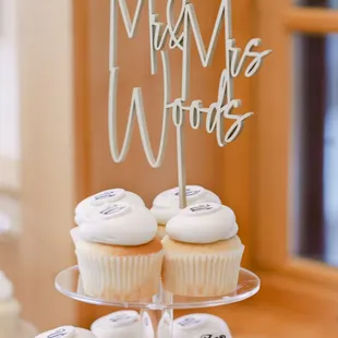 a display of cupcakes