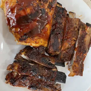 Half Rack of Ribs and Chicken Thigh