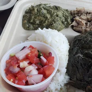 a meal in a styrofoam container