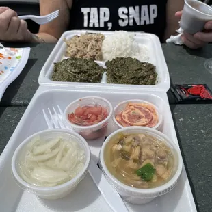 a tray of food on a table