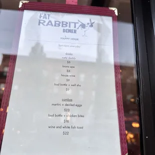 Happy hour menu