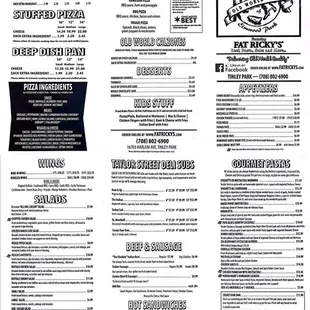 Menu @ Tinley Park location