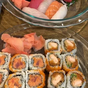 Spicy Tuna, Salmon Tempura, Dancing Vampire, Sushi and Sashimi for One