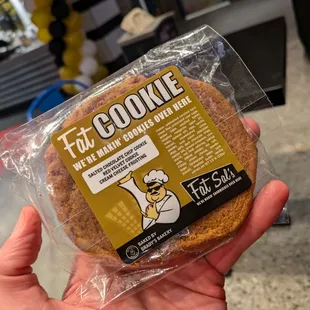 @endoedibles 09/13/24 Fat Cookie - salted chocolate chip cookie, red velvet cookie stuffing, cream cheese frosting