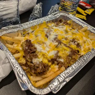 @endoedibles 09/13/24 Philly Cheesesteak Fries - Philly cheesesteak, grilled onions, cheddar, mozzarella