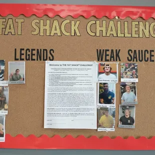 a bulletin board with pictures of people