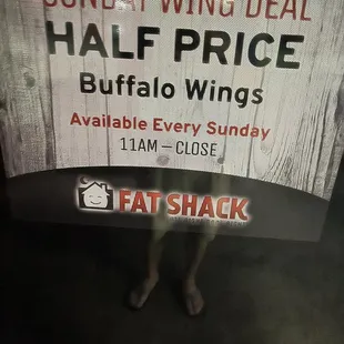 Window poster of Sunday special