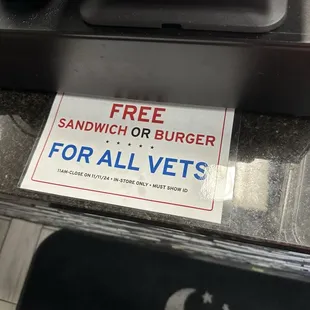 Special deal for Vets - love this!!!!