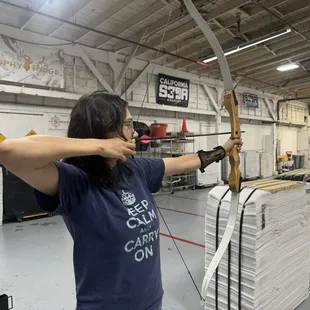 First time with the bow and arrows.