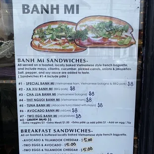 sandwiches, menu