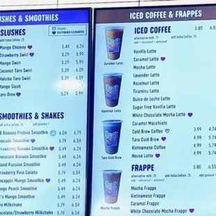 Full menu on back wall