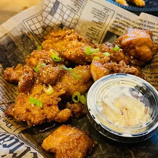 a basket of fried chicken