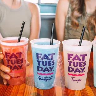 a row of fat tuesday drinks