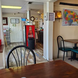 a view of a dining room