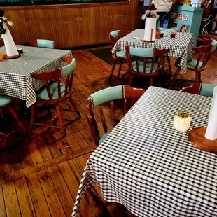 Oct 2021: Sit-down dining-- the upper dining room decorated for fall