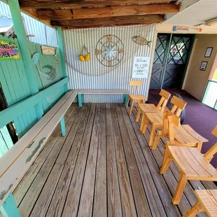 July 2021: Waiting area facing the building