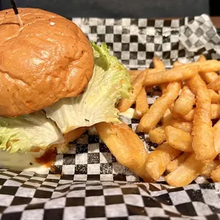 Buffalo Chicken sandwich &amp; fries.