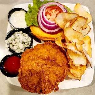 a fried chicken sandwich and fries