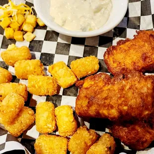 Fish and Tator Tots - I like my fish crispy, so cooked nicely for me.