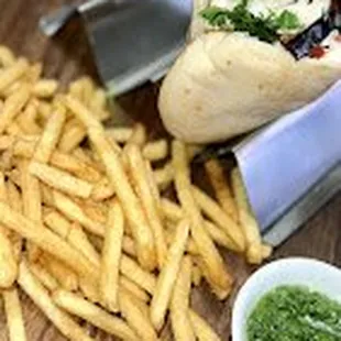 a pita and french fries