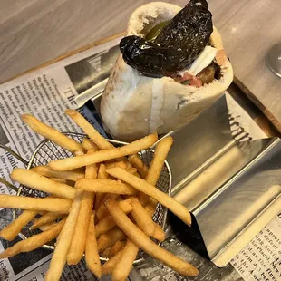 a sandwich and french fries