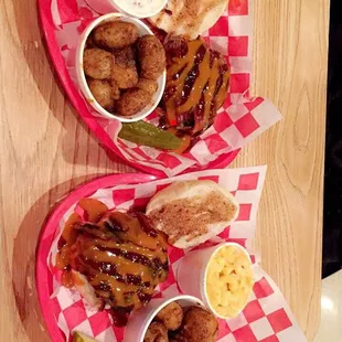 two plates of food on a table