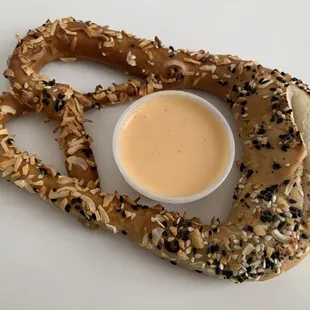 Everything Pretzel with Sharp Cheddar Cheese Dip