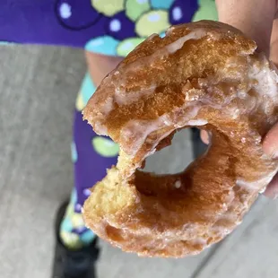 a half eaten donut