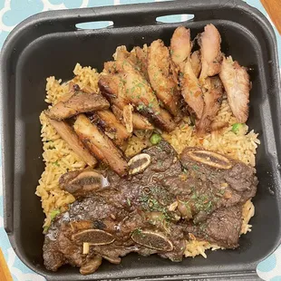 Beef Short Ribs Fried Rice with extra Teriyaki Chicken