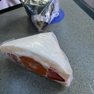 Onigiri and fruit sandwich