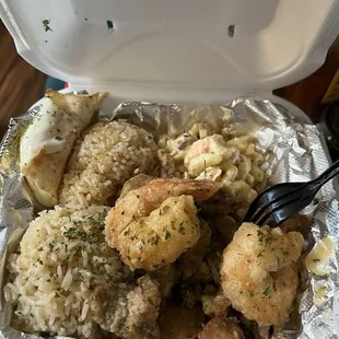 Chicken Karagee w side of shrimp