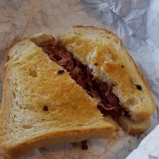 Hot Pastrami Melt on Sourdough