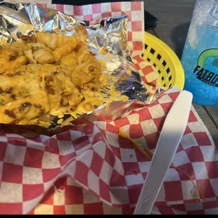 Blue raspberry slushy and fatty fries!!