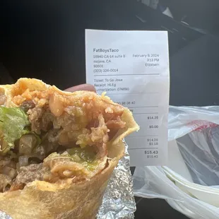 All rice in burrito.