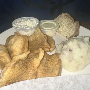 Blue gill with garlic mash