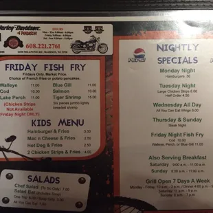 a menu for a restaurant