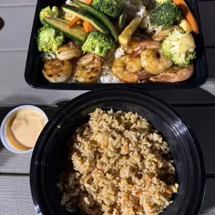 Shrimp plate (couple shrimps gone here from eating lol)