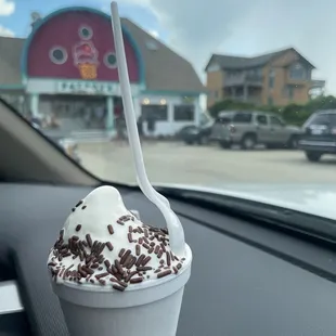 Vanilla soft serve and $1.00 worth of sprinkles!!